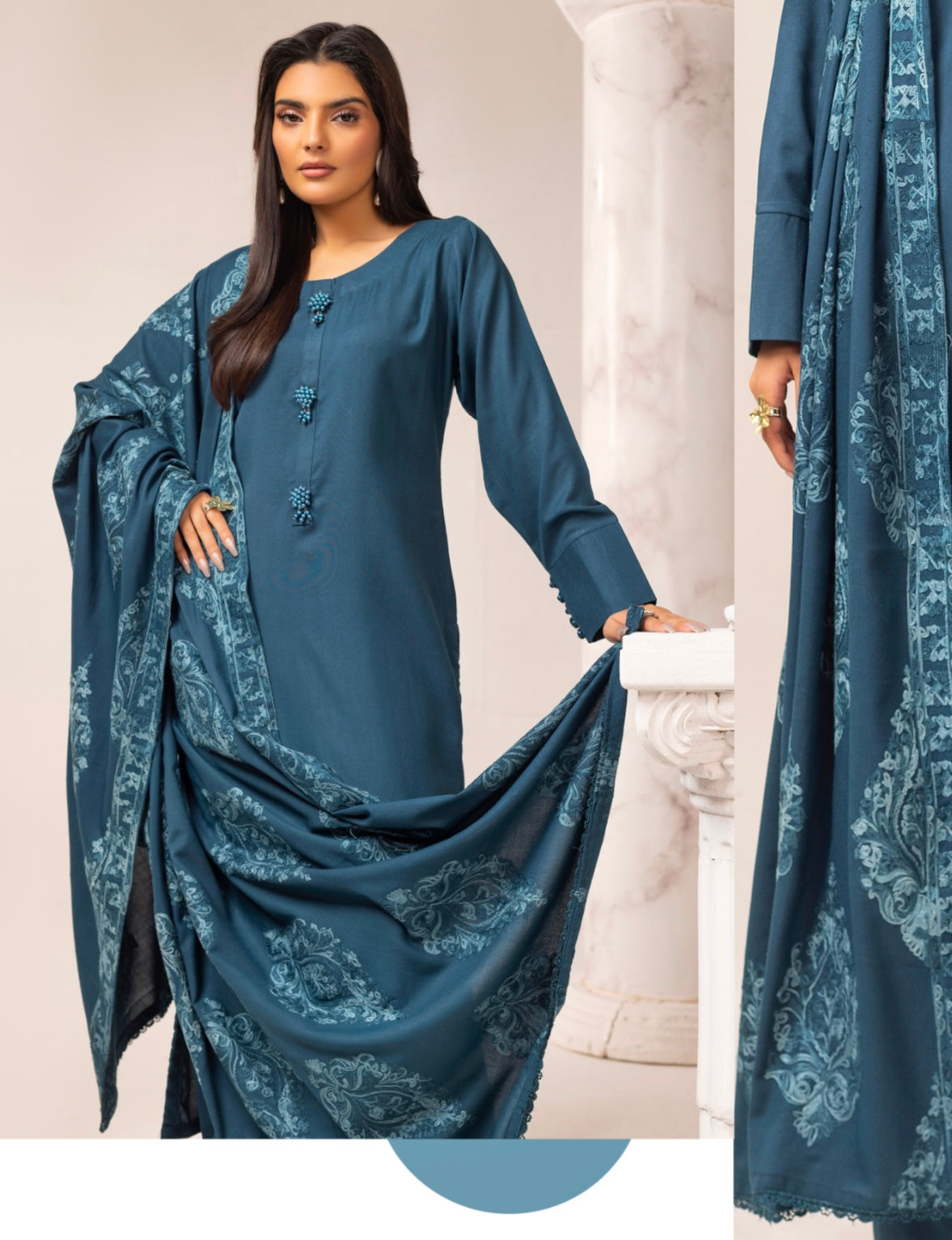 SIMRANS ‘AZURE’ | EMBROIDERED DHANAK READYMADE | SM801 (TEAL)