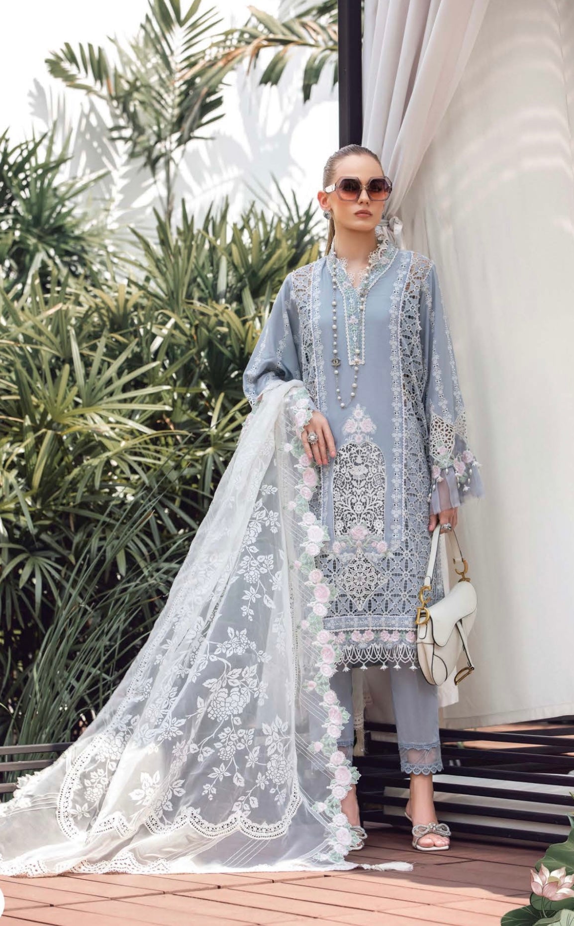 SIMRANS Mb inspired 3 piece embroidered suit in light grey MB3735-LIGHTGREY