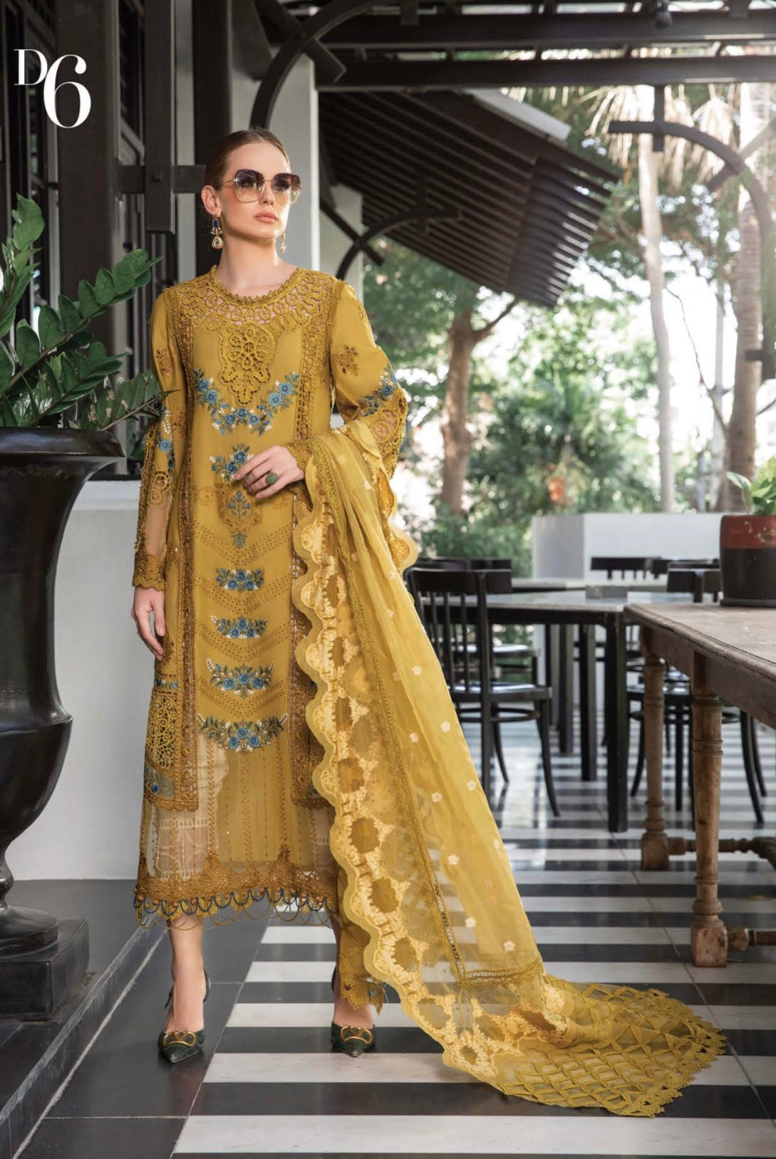 SIMRANS Mb inspired 3 piece embroidered mustard suit MB3732-MUSTARD