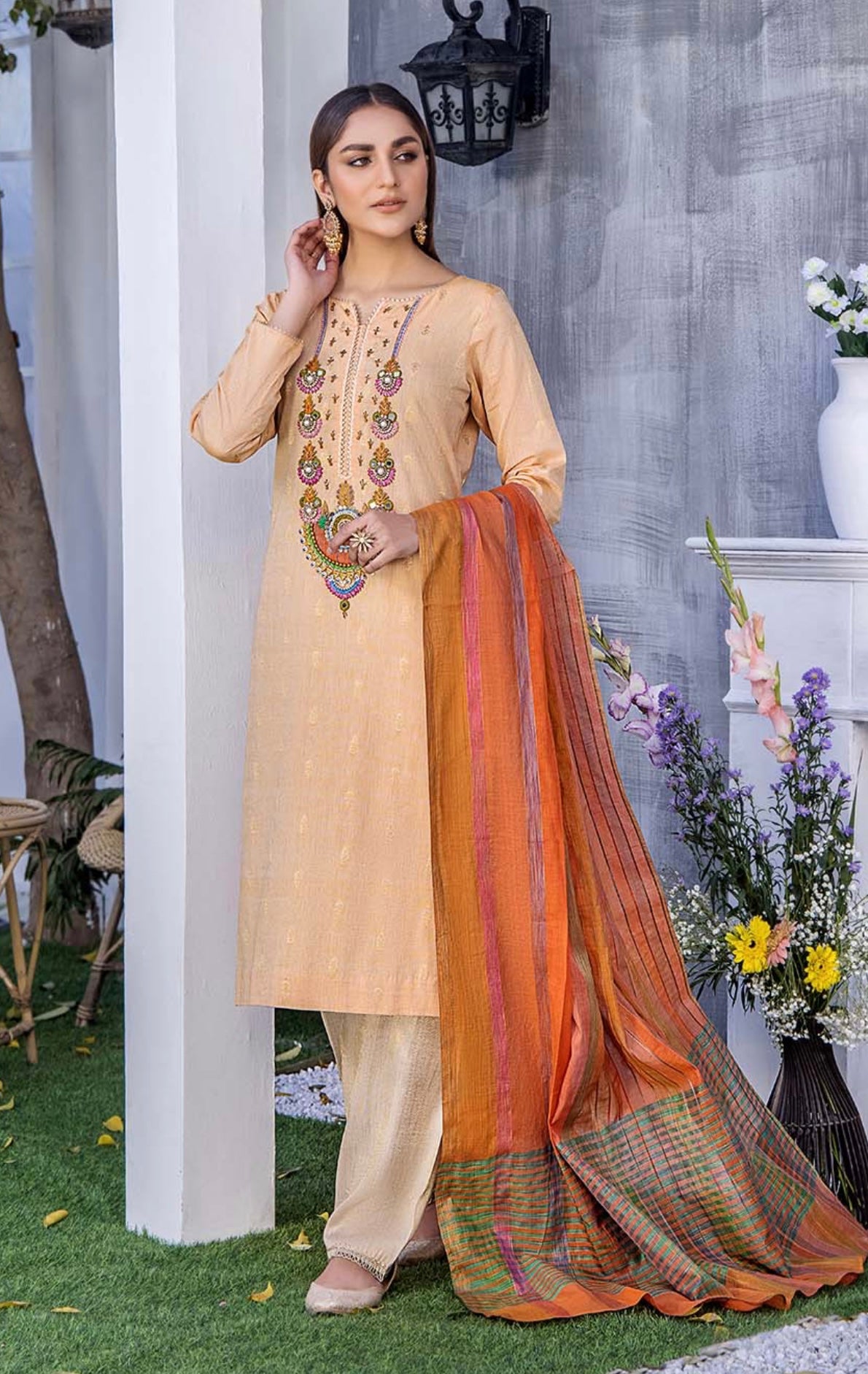 KHUDA BAKSH CREATIONS | EMBROIDERED 3PC READY TO WEAR | M-103