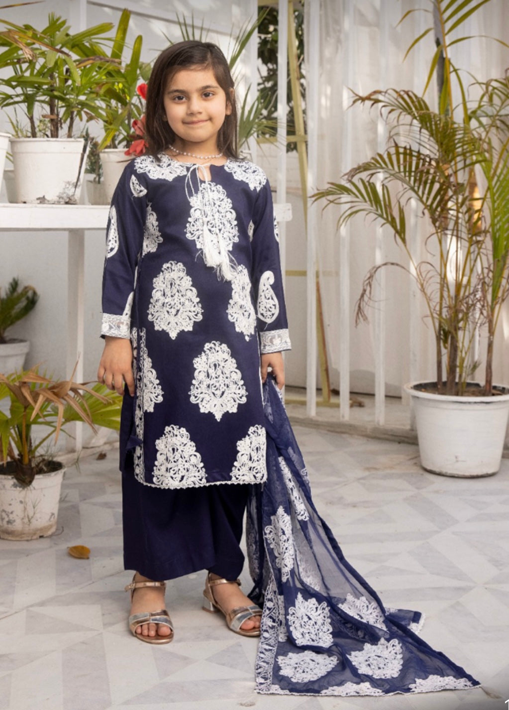 SIMRANS Jannat linen mother and daughter/kids collection 3 piece suit Readymade JMDC015