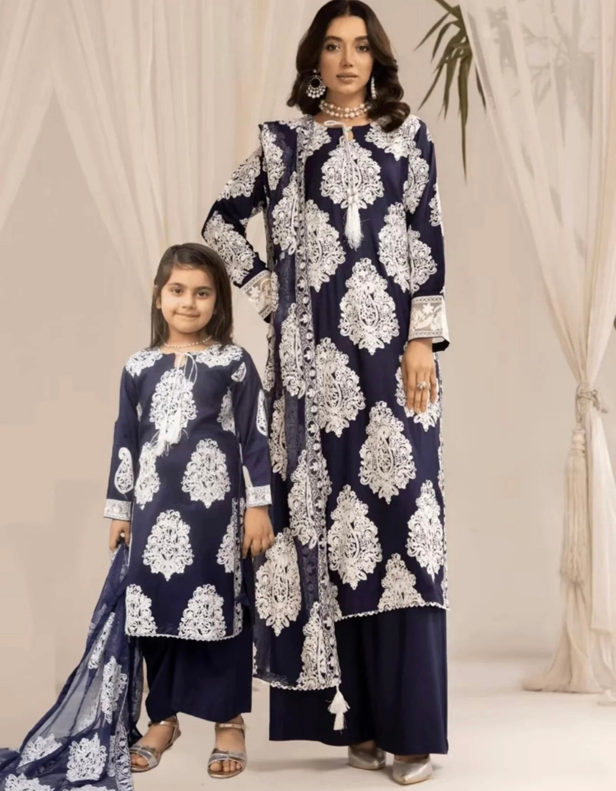 SIMRANS Jannat linen mother and daughter/kids collection 3 piece suit Readymade JMDC015