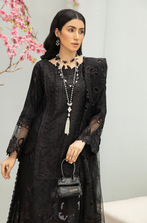 SIMRANS Mb inspired 3 piece casual embroidered Black suit MB692-BLACK