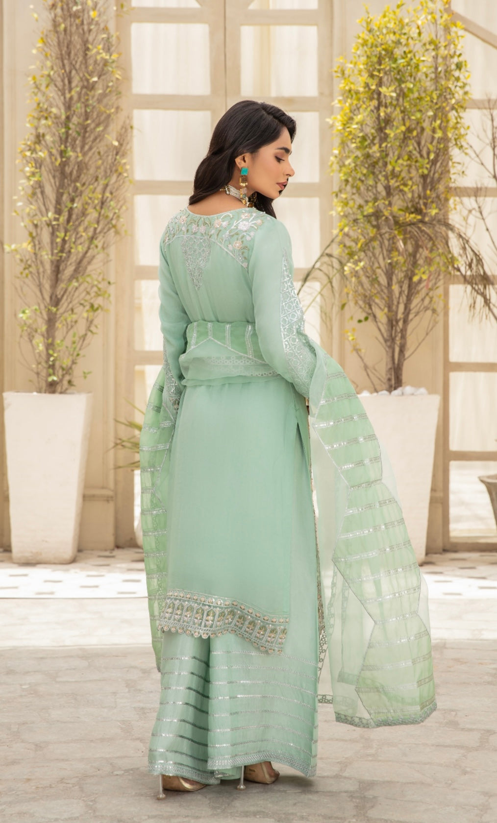 SIMRANS Ivana 3 piece luxury chiffon collection in green SIMRANS-678