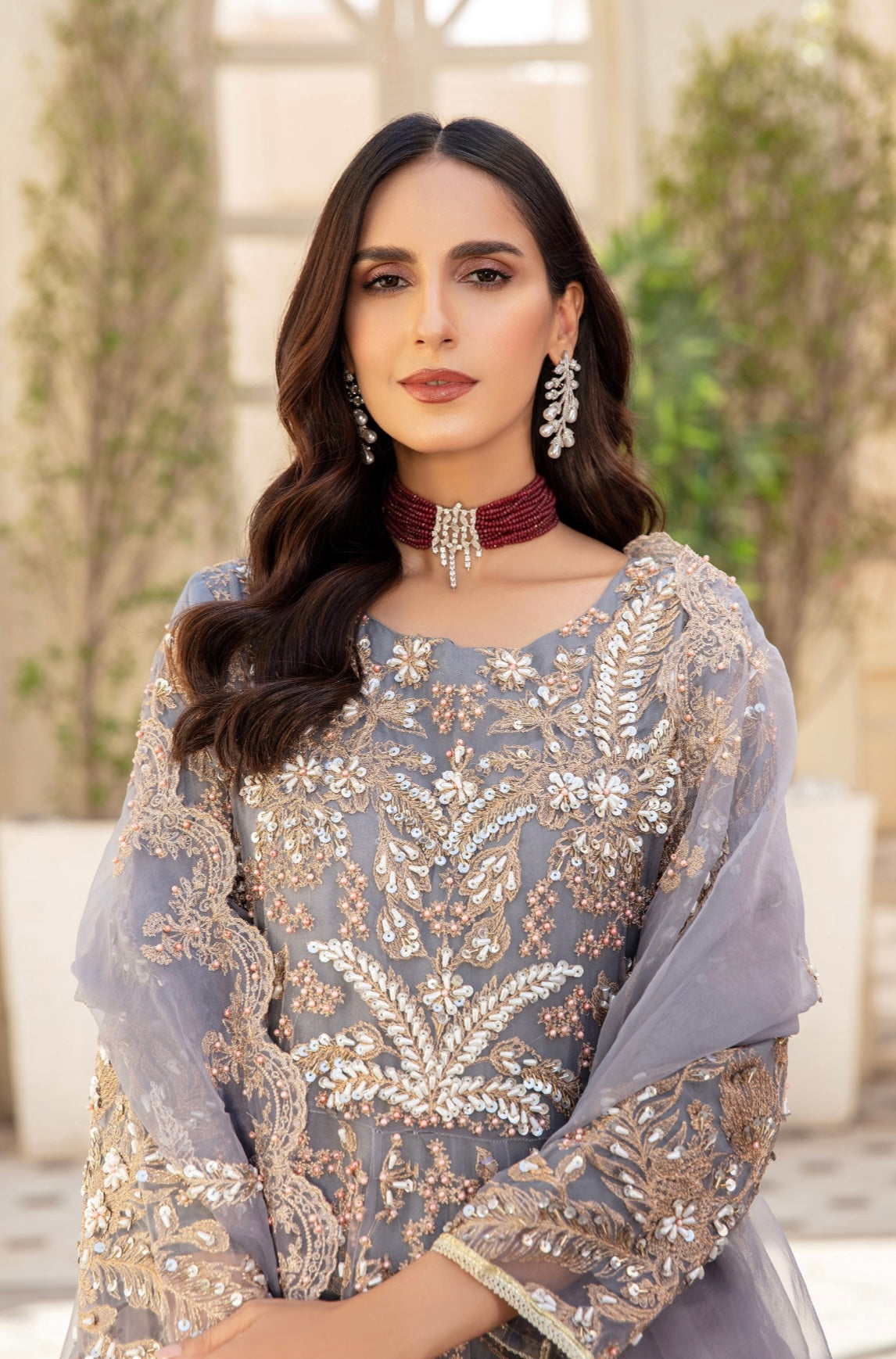 SIMRANS Ivana 3 piece luxury chiffon collection in grey SIMRANS-670