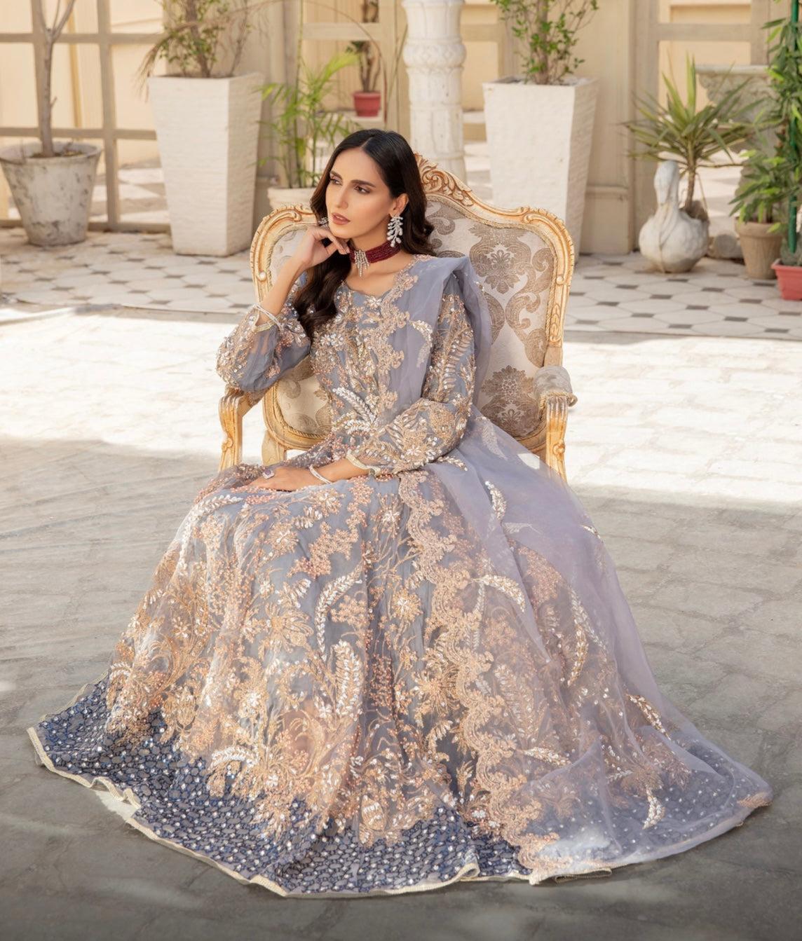 SIMRANS Ivana 3 piece luxury chiffon collection in grey SIMRANS-670