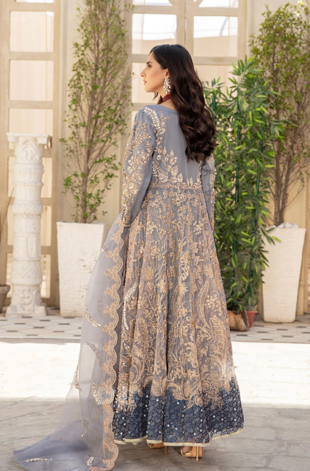 SIMRANS Ivana 3 piece luxury chiffon collection in grey SIMRANS-670