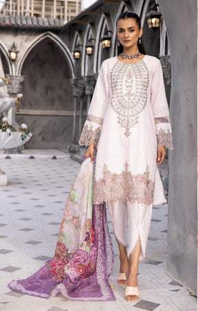 SIMRANS Zara Jacquard Eid collection 3 piece suit readymade - PINK