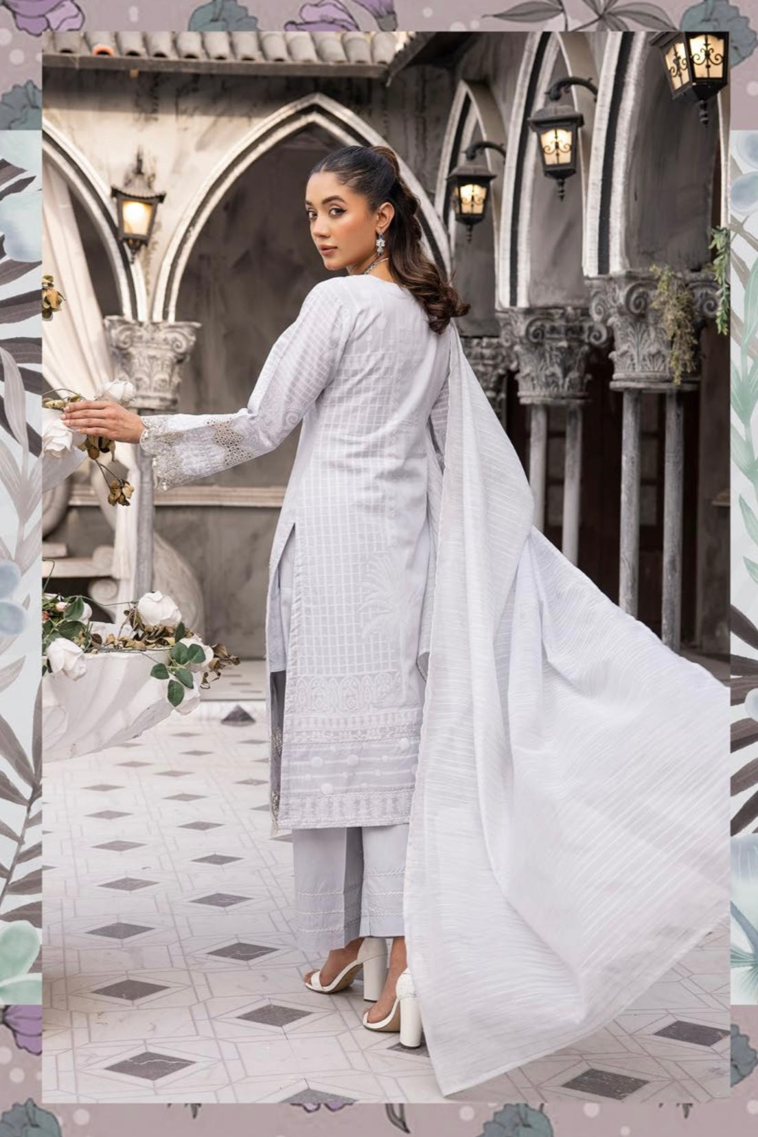 SIMRANS Zara Jacquard Eid collection 3 piece suit readymade - BLUE