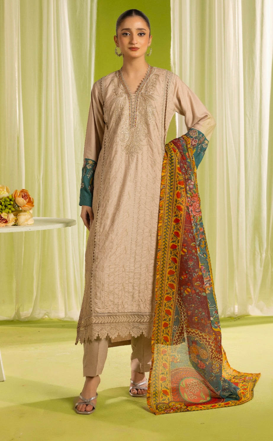 MARIA B 3 Piece Unstitched Printed Linen Suit | MPT-2406-A