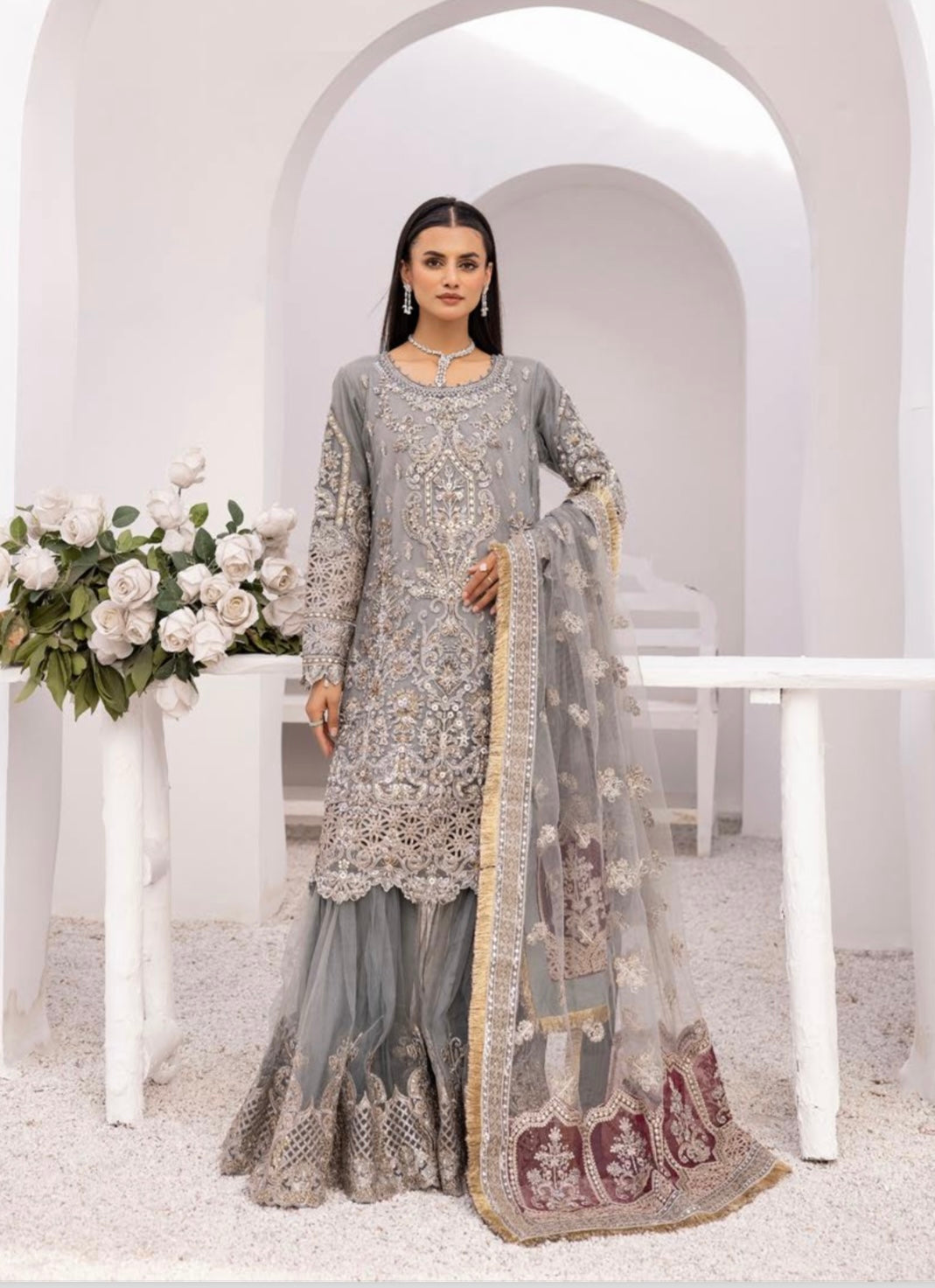 SIMRANS IMROZIA PREMIUM EMBROIDERED 3PC READYMADE GREY-0213