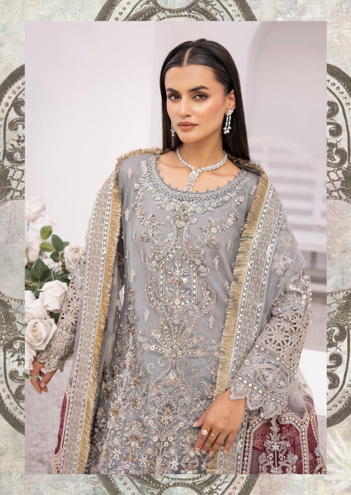 SIMRANS IMROZIA PREMIUM EMBROIDERED 3PC READYMADE GREY-0213