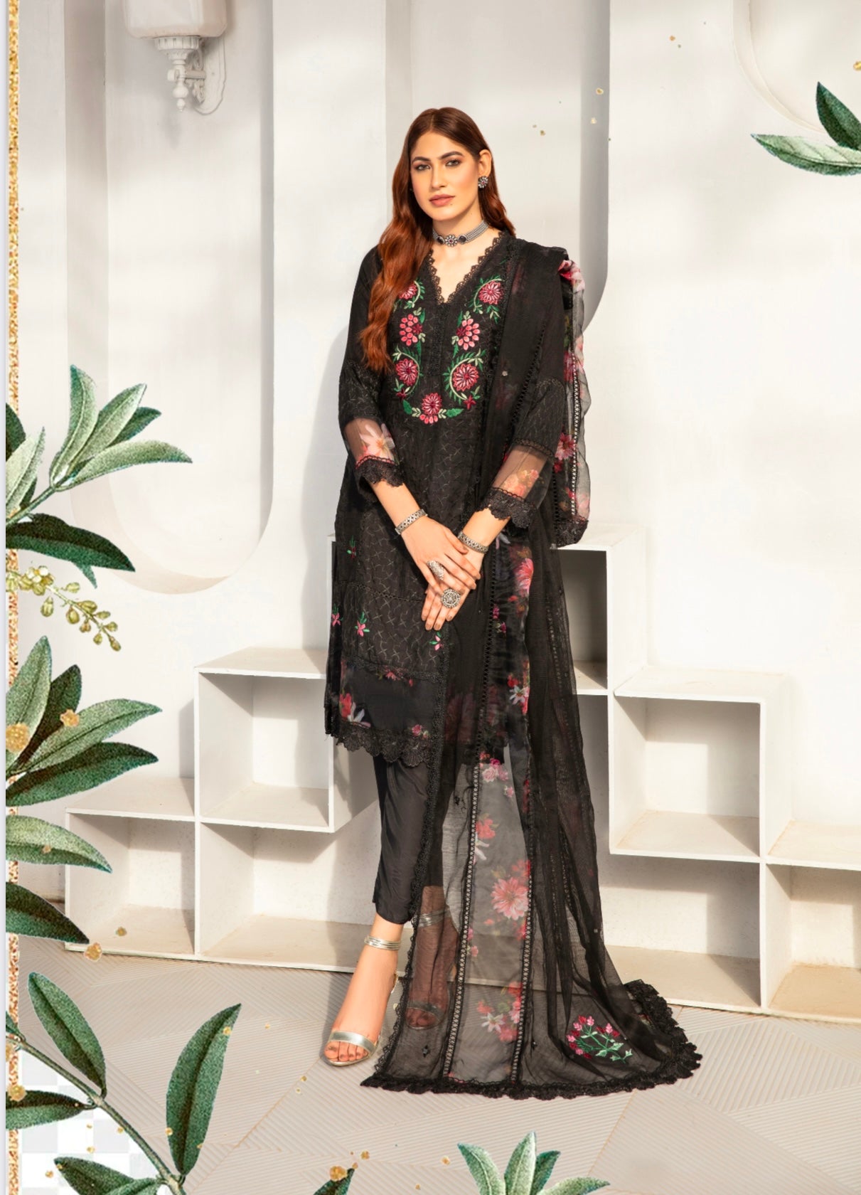 SIMRANS ‘SUFFUSE’ | EMBROIDERED KARANDI LINEN READYMADE | SM751