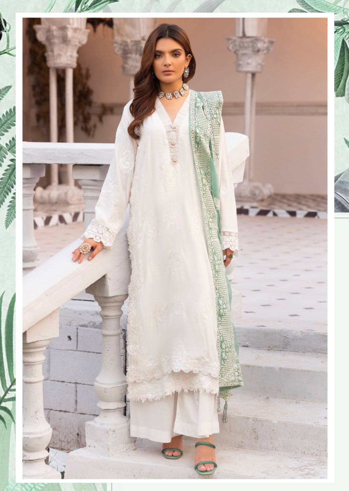 SIMRANS ‘AZURE’ | EMBROIDERED SEQUENCE LINEN READYMADE | SM753