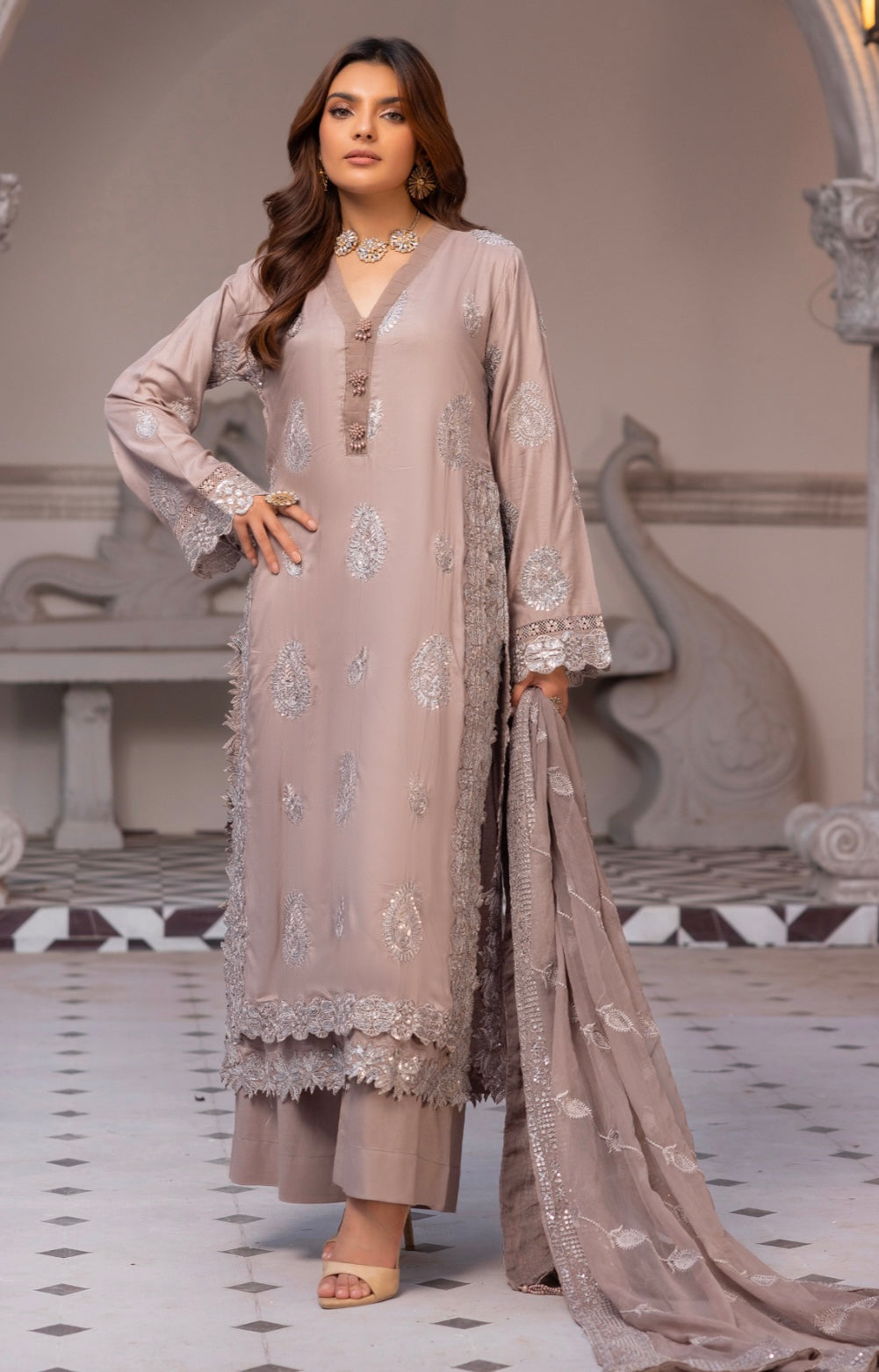 SIMRANS ‘AZURE’ | EMBROIDERED SEQUENCE LINEN READYMADE | SM754