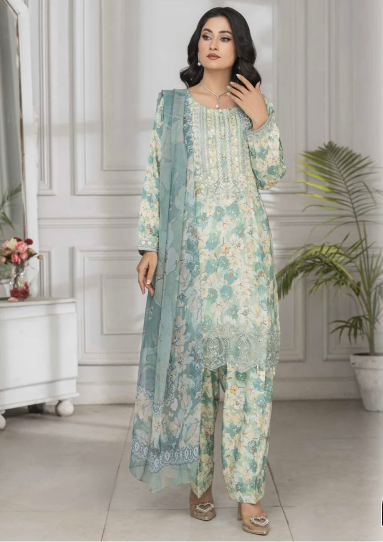 SIMRANS ‘EMMA’ | EMBROIDERED PRINT LINEN READYMADE | SM674