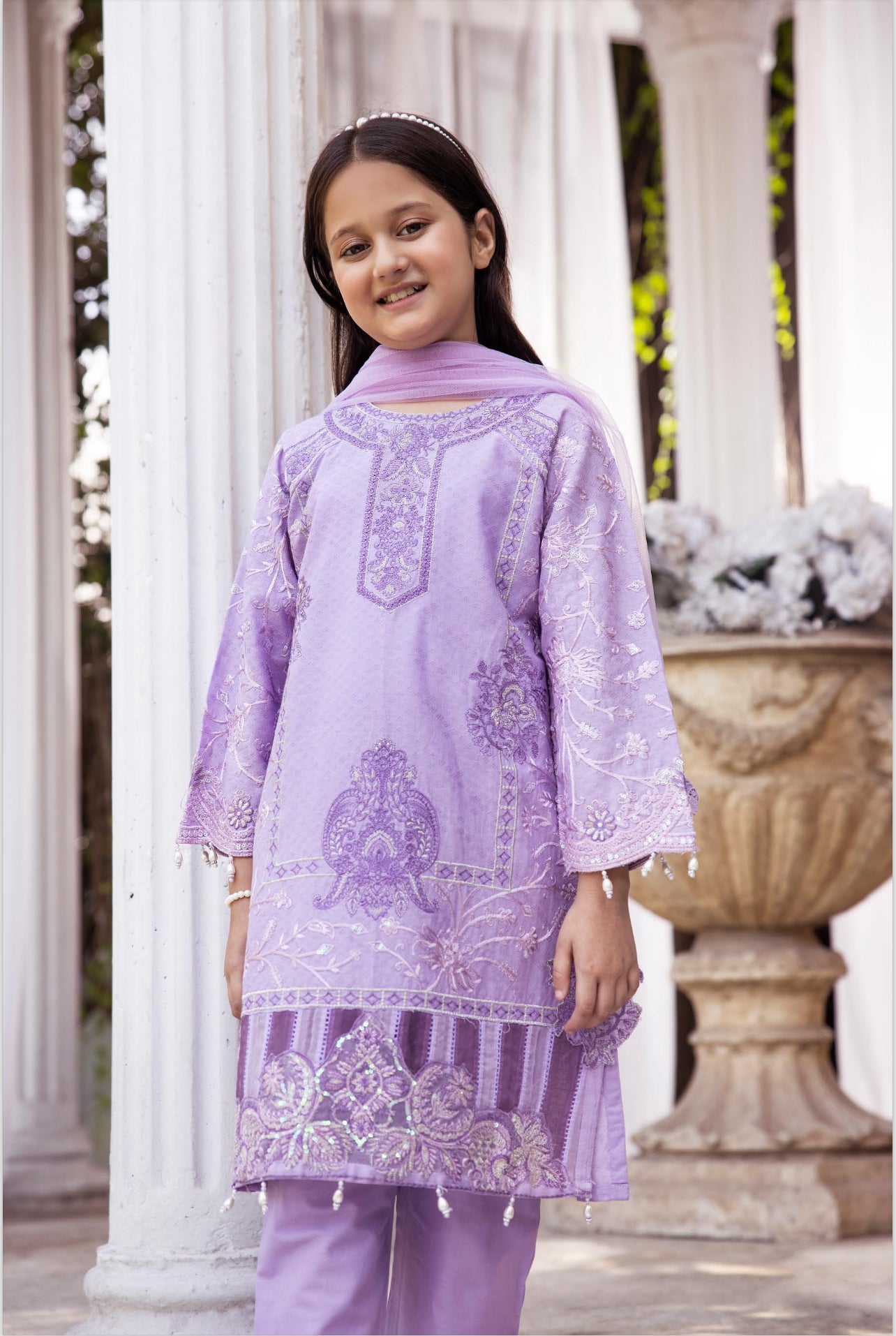SIMRANS EID LUXURY JACQUARD LAWN MOTHER DAUGHTER:kids 3PC READYMADE SMD4532