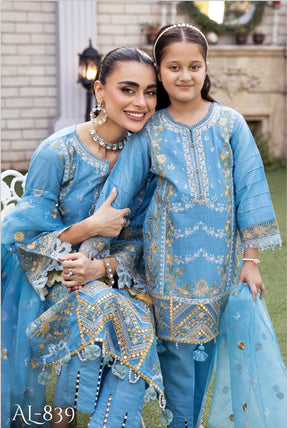 SIMRANS EID LUXURY JACQUARD LAWN MOTHER DAUGHTER:kids 3PC READYMADE SMD4536