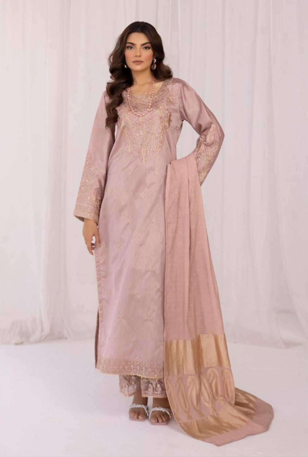 SIMRANS ‘HUSSAIN REHAR’ | EMBROIDERED RAW SILK READYMADE | SM321