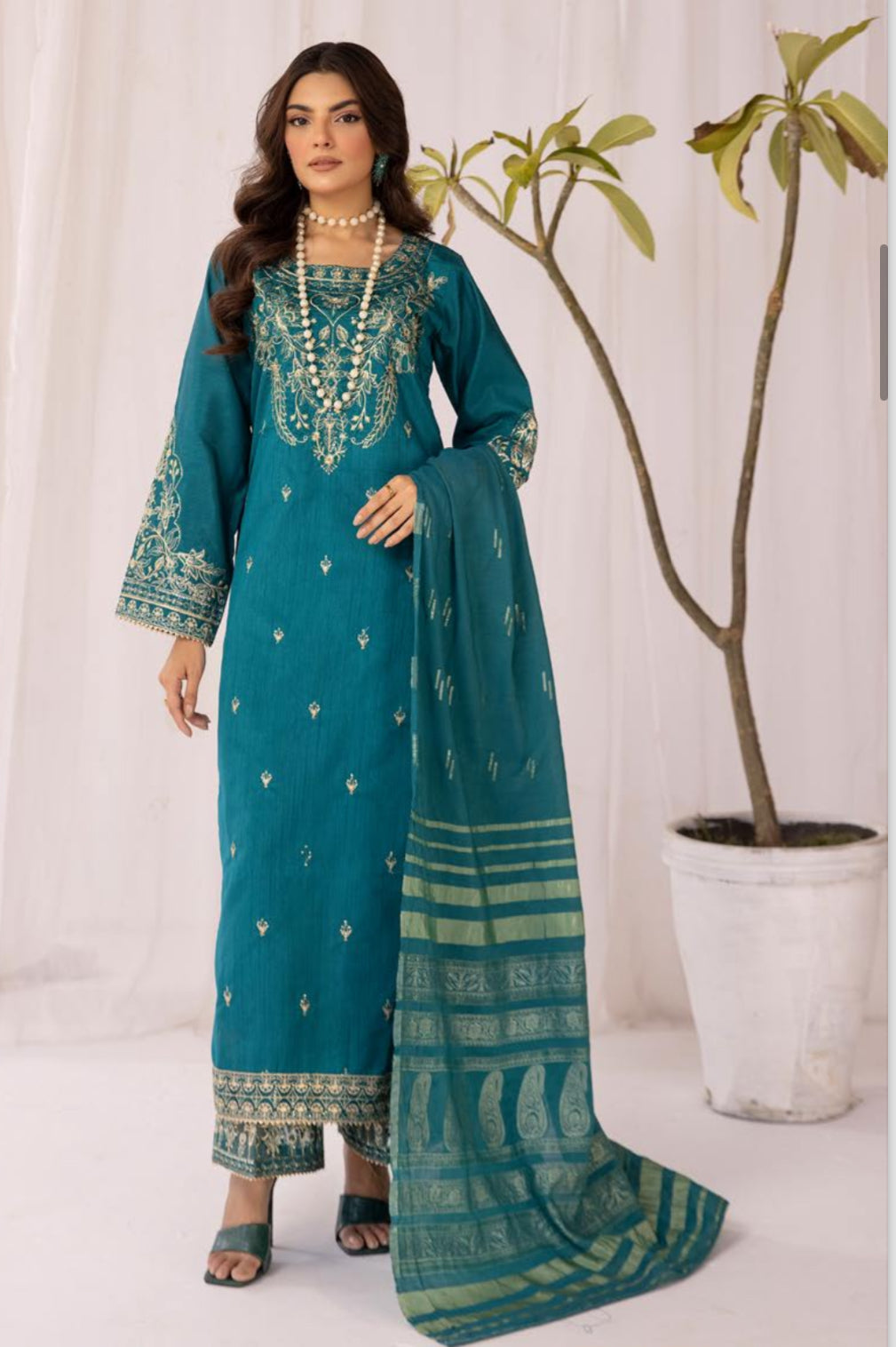 SIMRANS ‘HUSSAIN REHAR’ | EMBROIDERED RAW SILK READYMADE | SM322