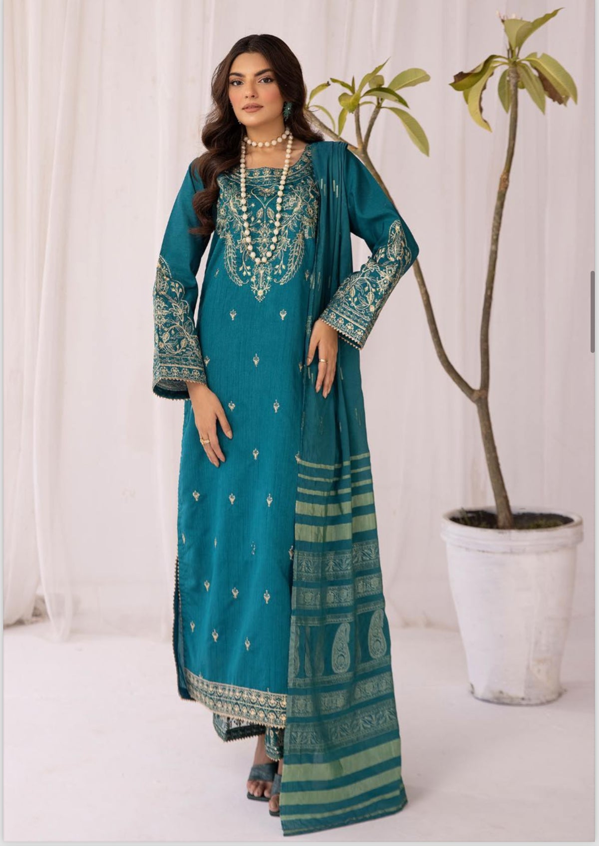 SIMRANS ‘HUSSAIN REHAR’ | EMBROIDERED RAW SILK READYMADE | SM322