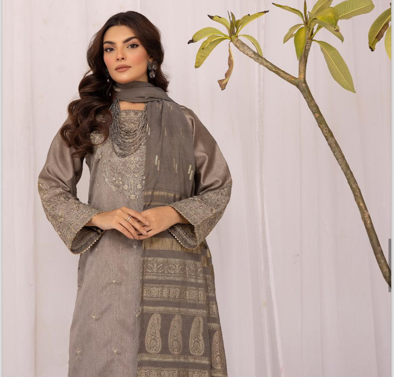 SIMRANS ‘HUSSAIN REHAR’ | EMBROIDERED RAW SILK READYMADE | SM323