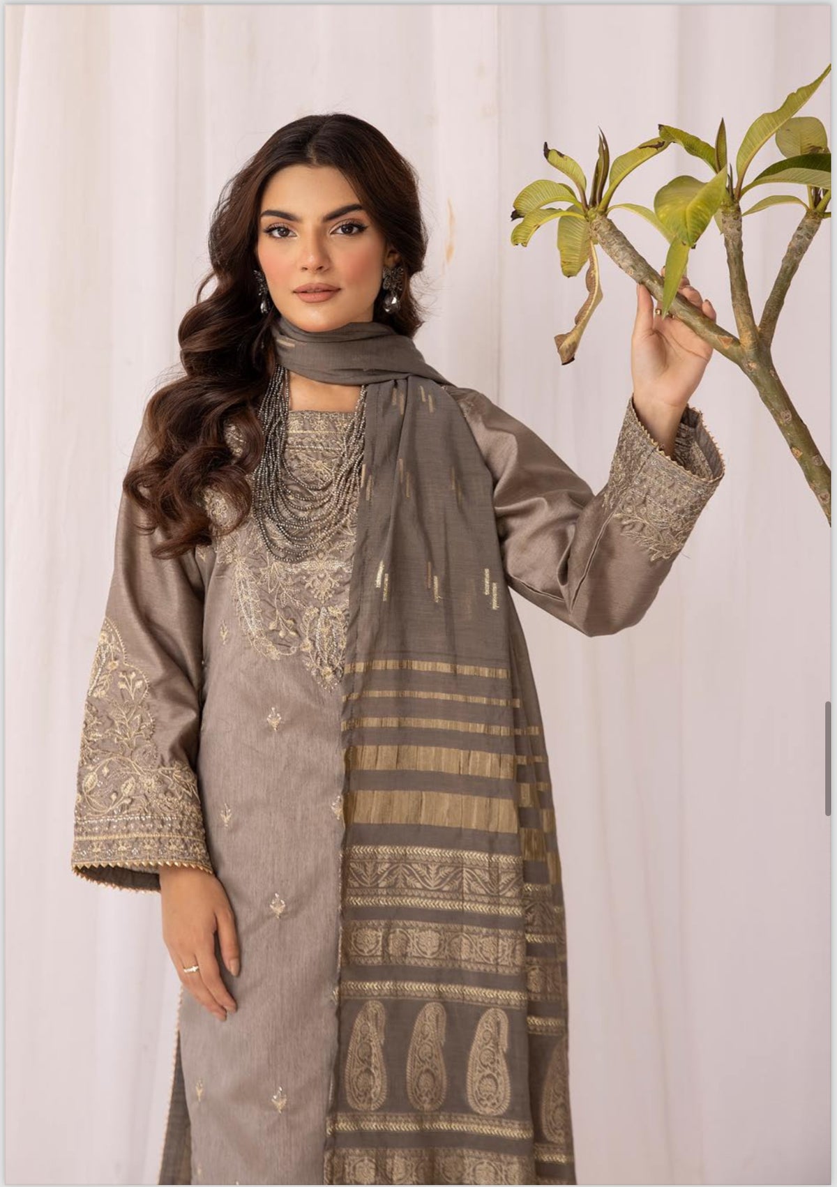 SIMRANS ‘HUSSAIN REHAR’ | EMBROIDERED RAW SILK READYMADE | SM323