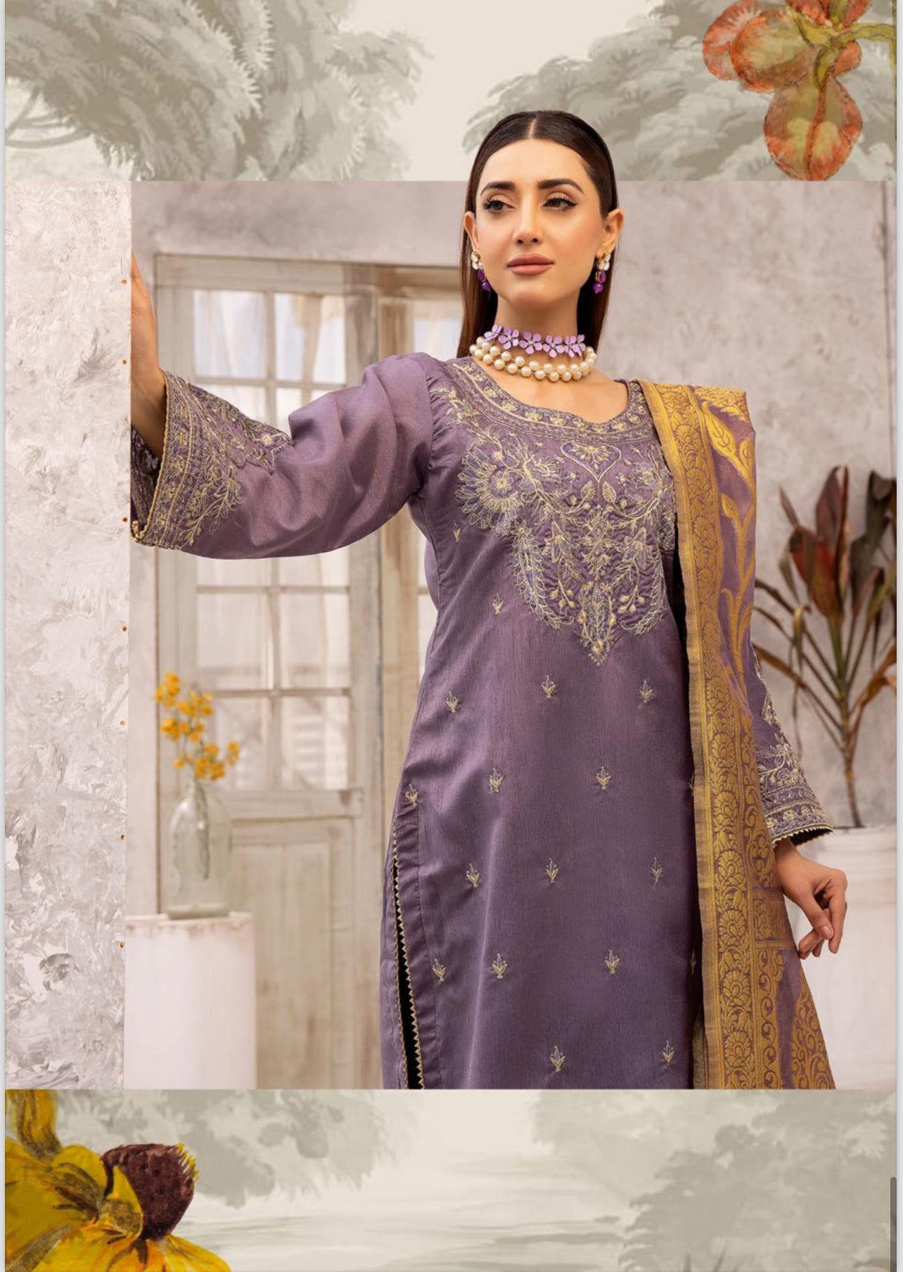 SIMRANS ‘HUSSAIN REHAR’ | EMBROIDERED RAW SILK READYMADE | SM324