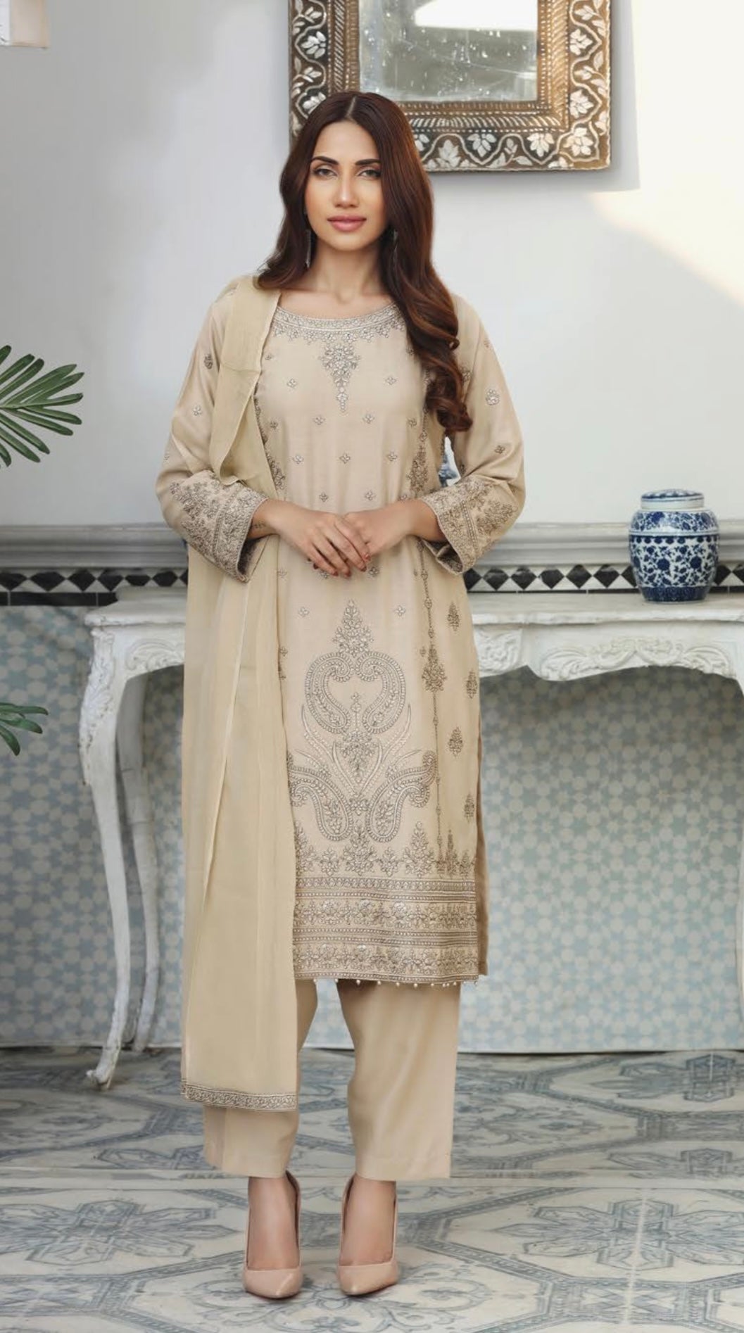 SIMRANS | EMBROIDERED DHANAK READYMADE |SDR02