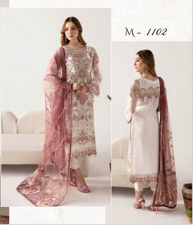 RAMSHA ‘MINHAL’ | EMBROIDERED ORGANZA READYMADE | M1102R