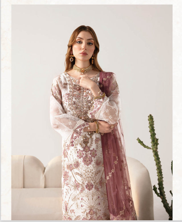 RAMSHA ‘MINHAL’ | EMBROIDERED ORGANZA READYMADE | M1102R