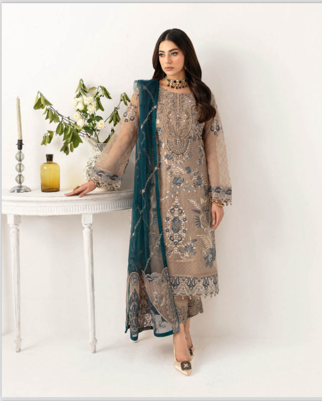 RAMSHA ‘MINHAL’ | EMBROIDERED ORGANZA READYMADE | M1106R