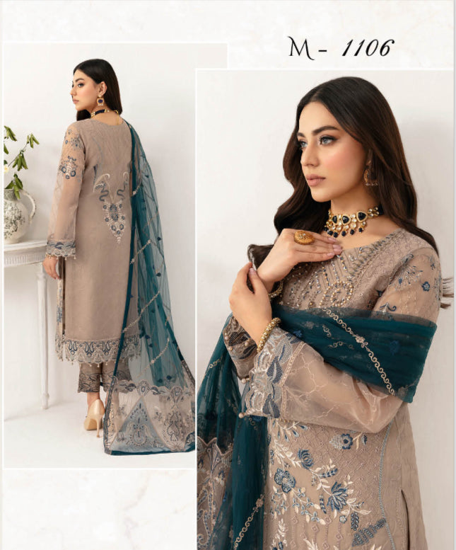 RAMSHA ‘MINHAL’ | EMBROIDERED ORGANZA READYMADE | M1106R