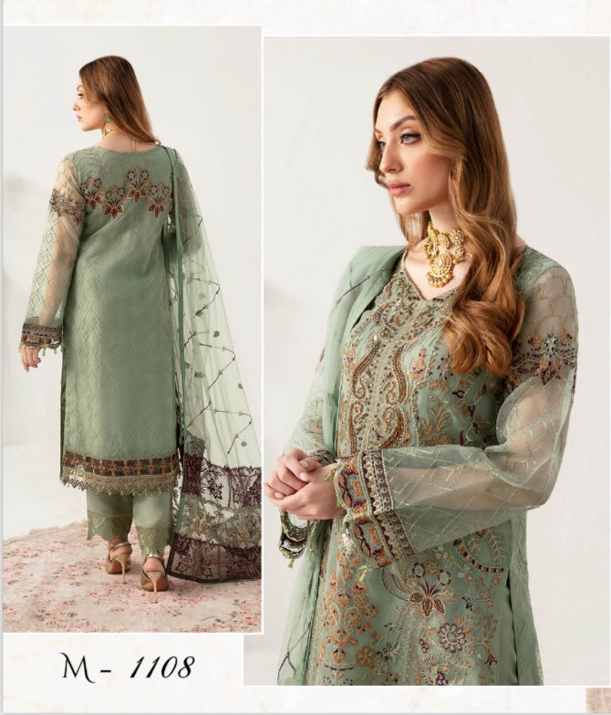 RAMSHA ‘MINHAL’ | EMBROIDERED ORGANZA READYMADE | M1108R