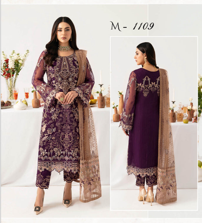 RAMSHA ‘MINHAL’ | EMBROIDERED ORGANZA READYMADE | M1109R