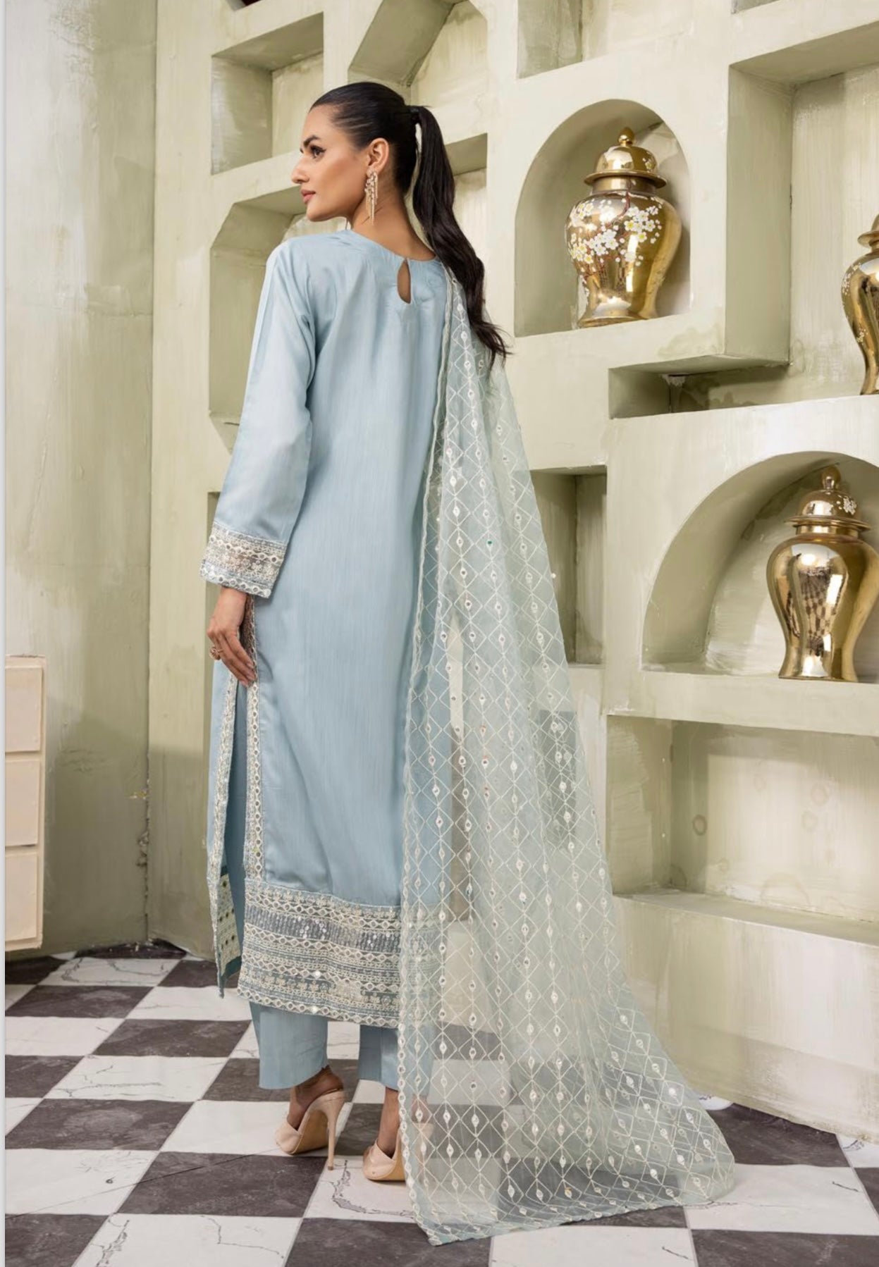 SIMRANS KHAADI LUX 3PC EMBROIDERED READYMADE KLE54
