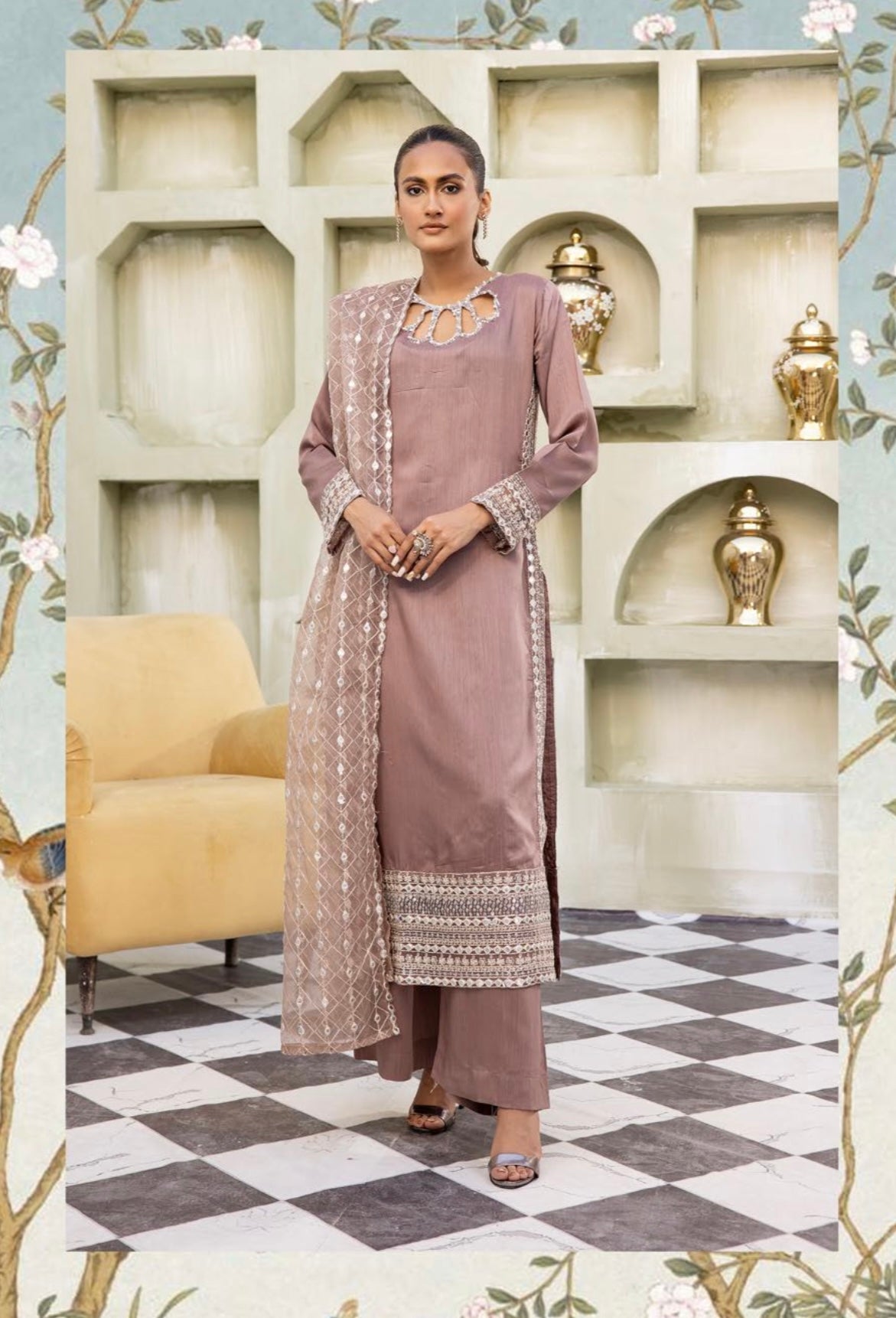 SIMRANS KHAADI LUX 3PC EMBROIDERED READYMADE KLE53