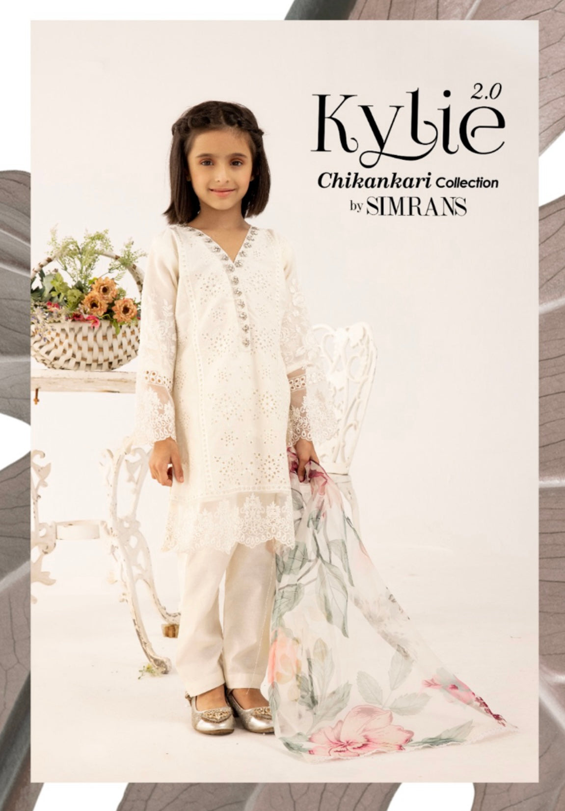 SIMRANS ‘KYLIE’ | EMBROIDERED CHIKANKARI MOTHER & DAUGHTER/kids READYMADE | SM461