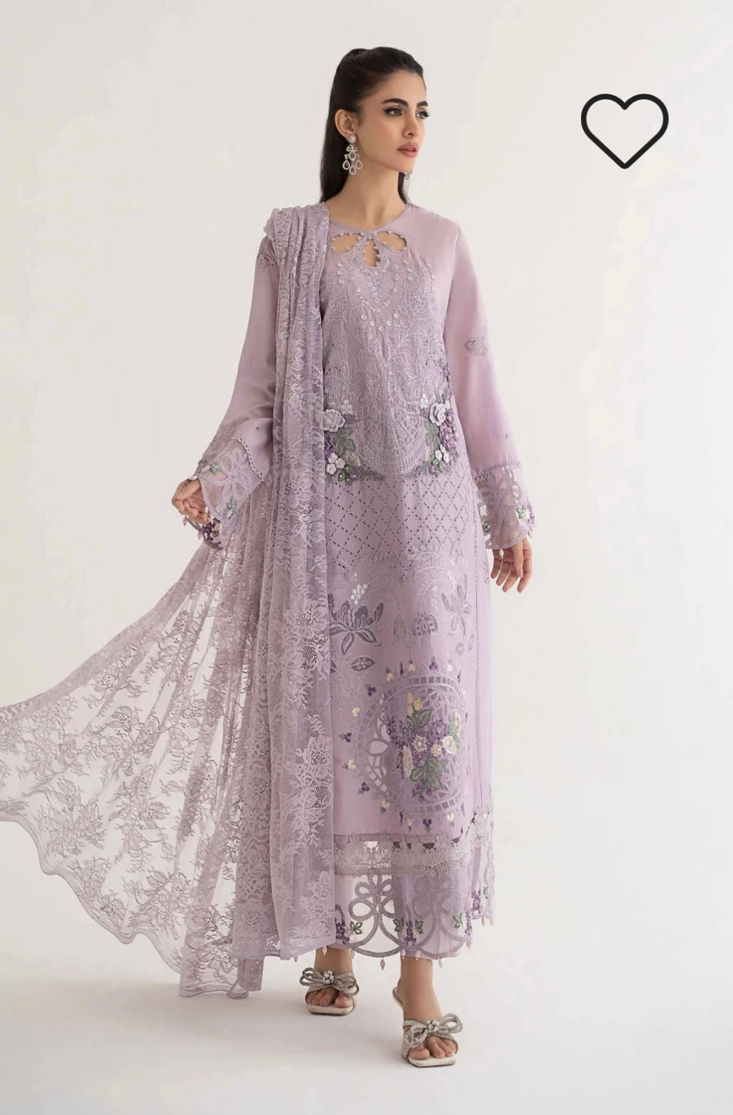 SIMRANS Maria b inspired tani 3 piece embroidered suit Lilac