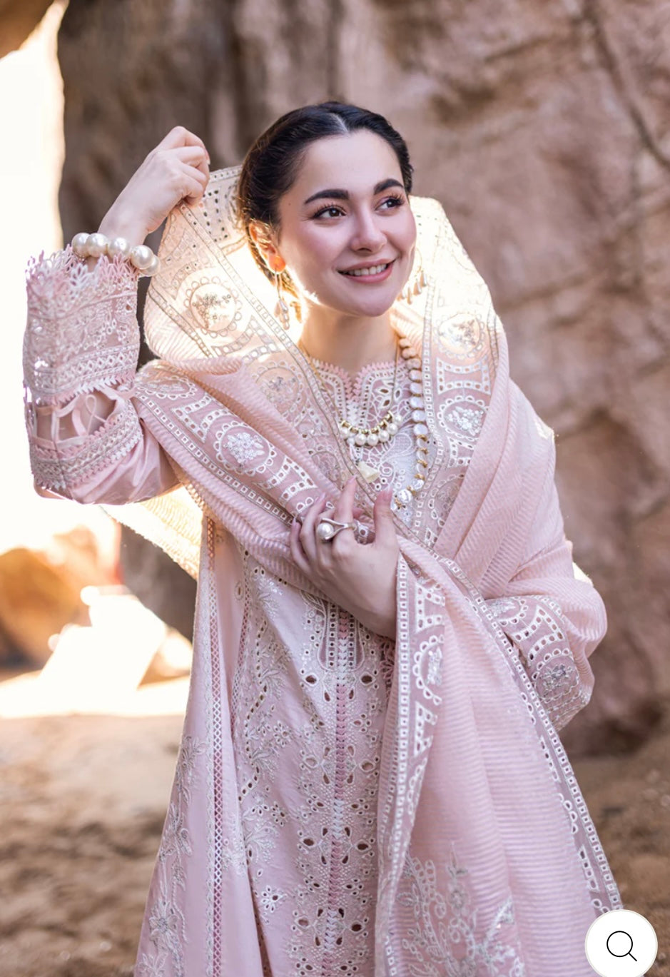 SIMRANS Qalamkaar inspired 3 piece chikankari embroidered suit