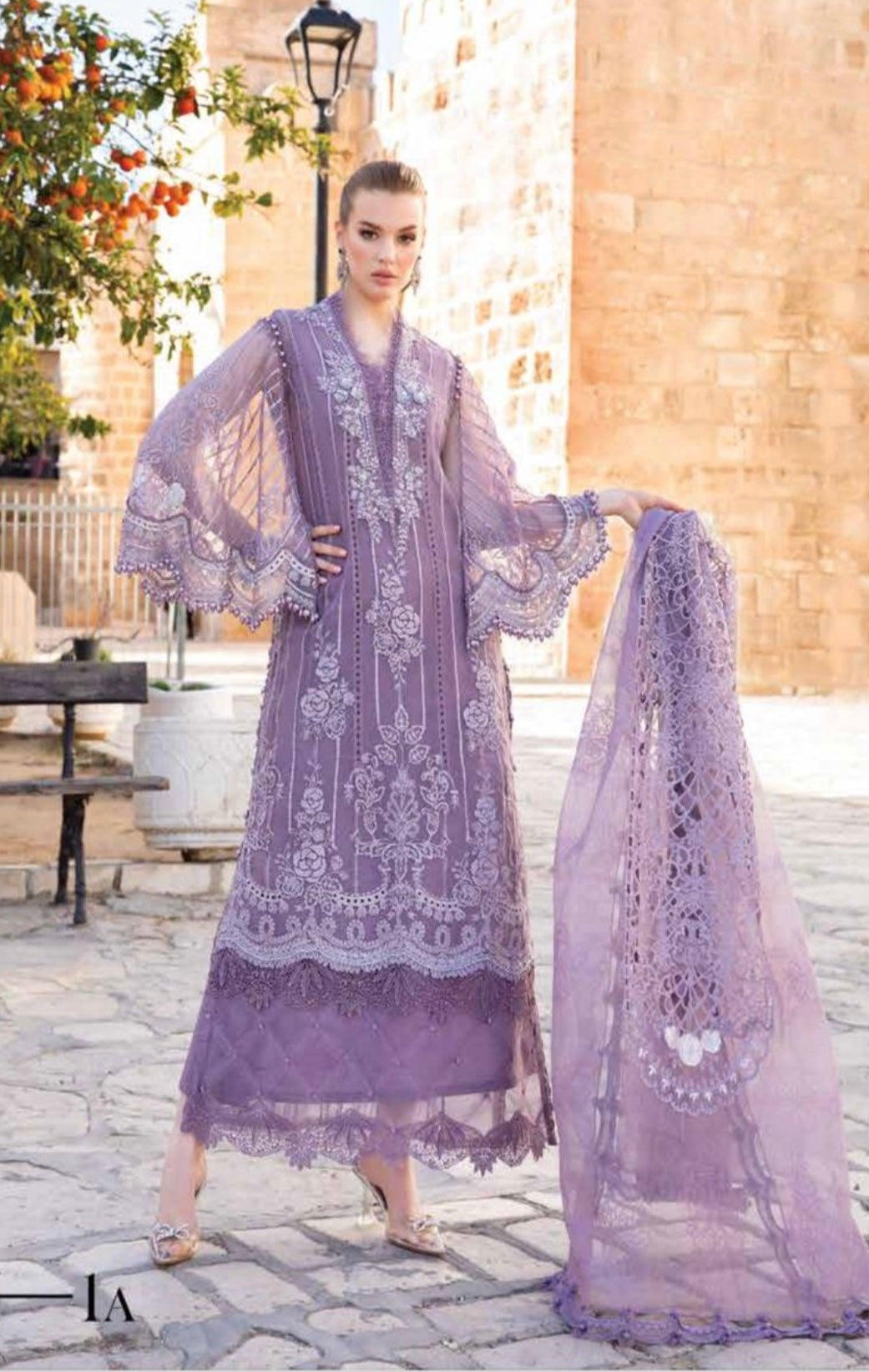 SIMRANS Maria b inspired dalhia 3 piece embroidered suit