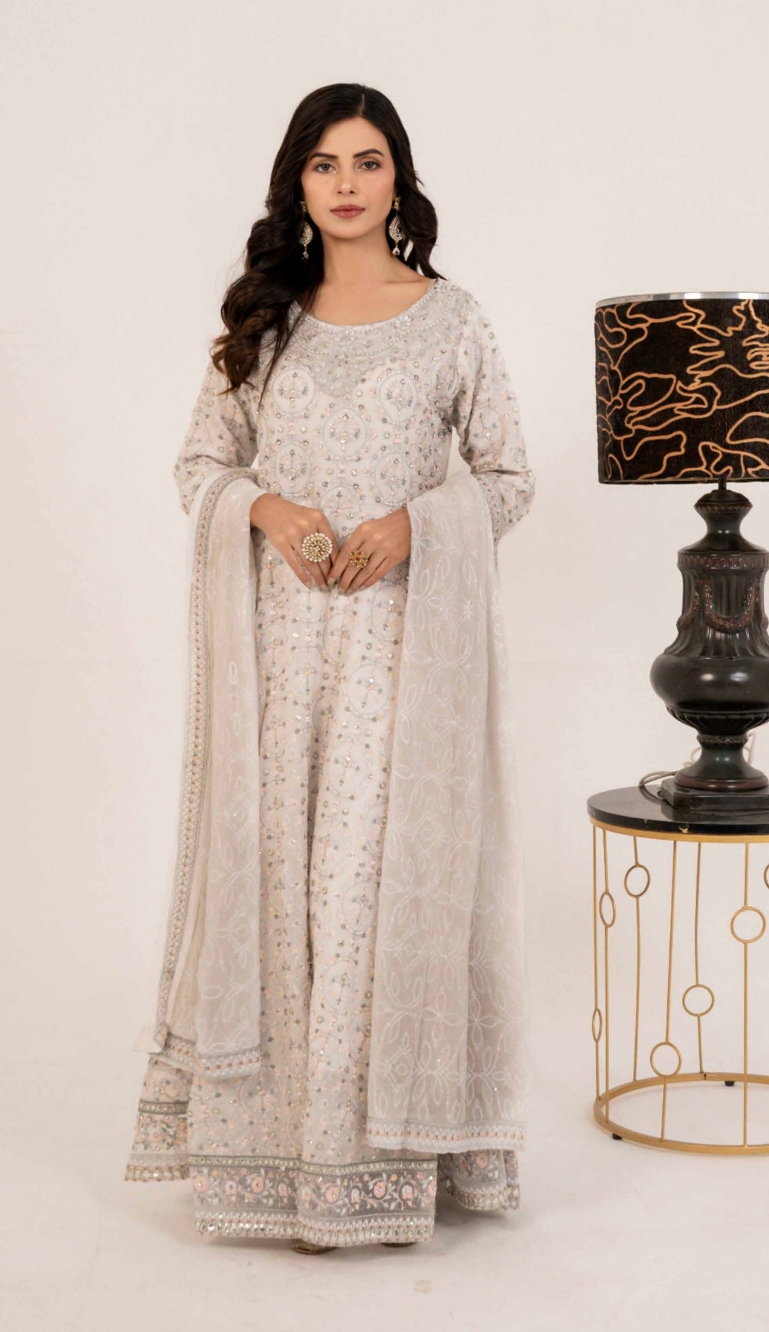 SIMRANS Shahjahan 3 piece embroidered chiffon long style dress -3527
