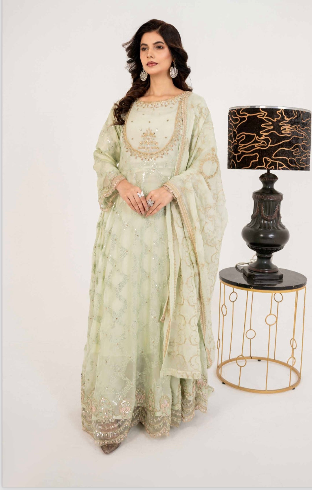 SIMRANS Shahjahan 3 piece embroidered chiffon long style dress -3526