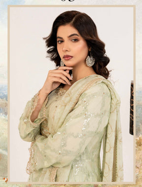 SIMRANS Shahjahan 3 piece embroidered chiffon long style dress -3526