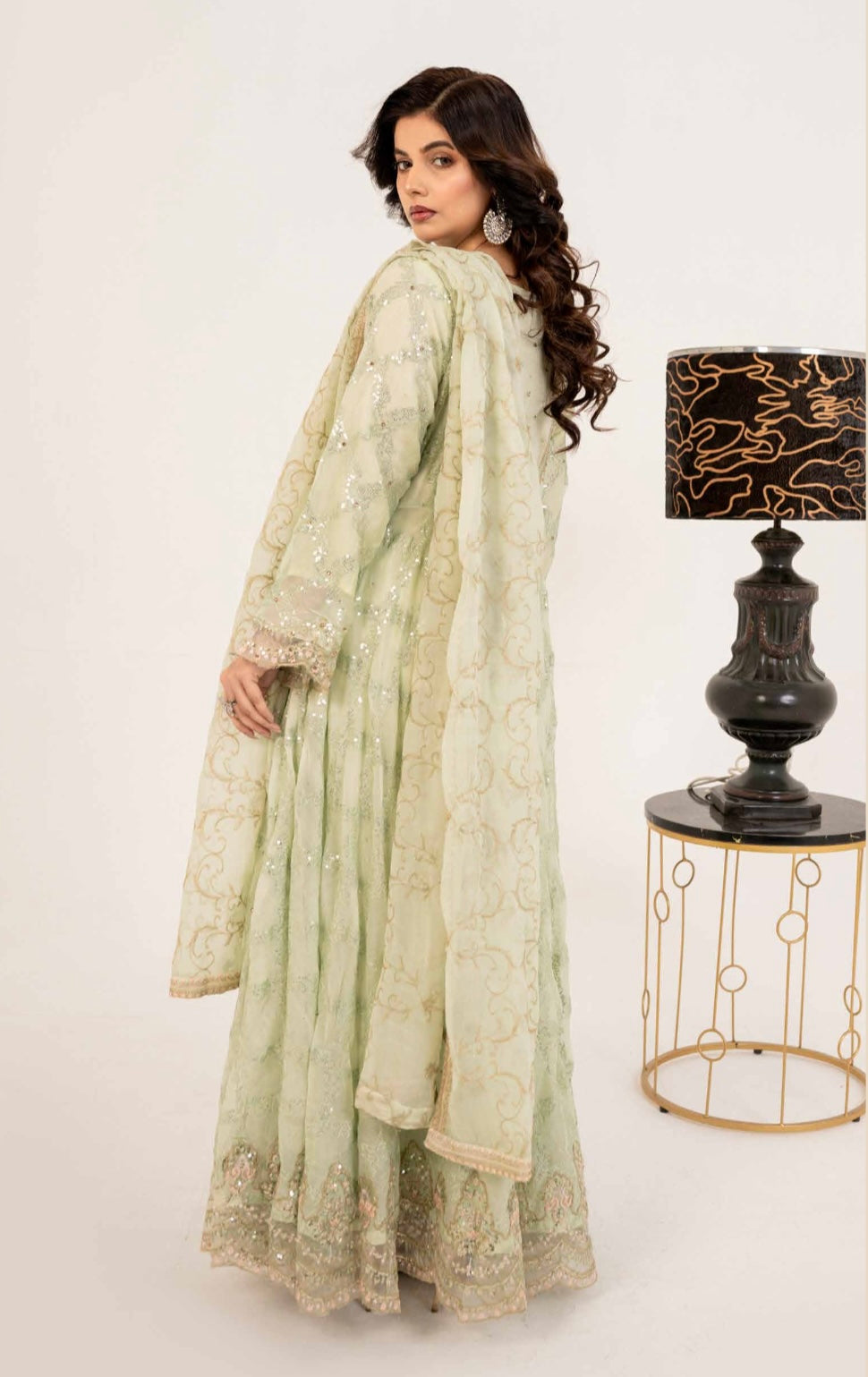 SIMRANS Shahjahan 3 piece embroidered chiffon long style dress -3526