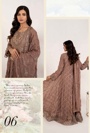 SIMRANS Shahjahan 3 piece embroidered chiffon long style dress -3525