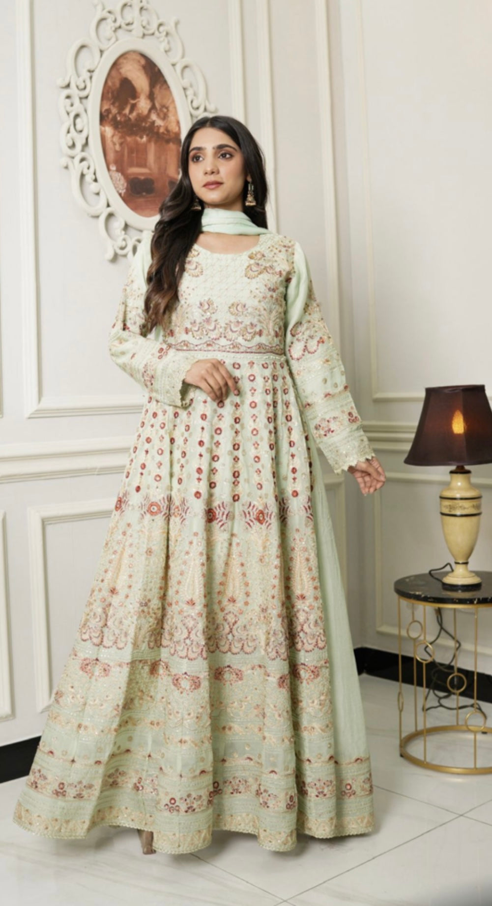 SIMRANS Shahjahan 3 piece embroidered chiffon long style dress -3522