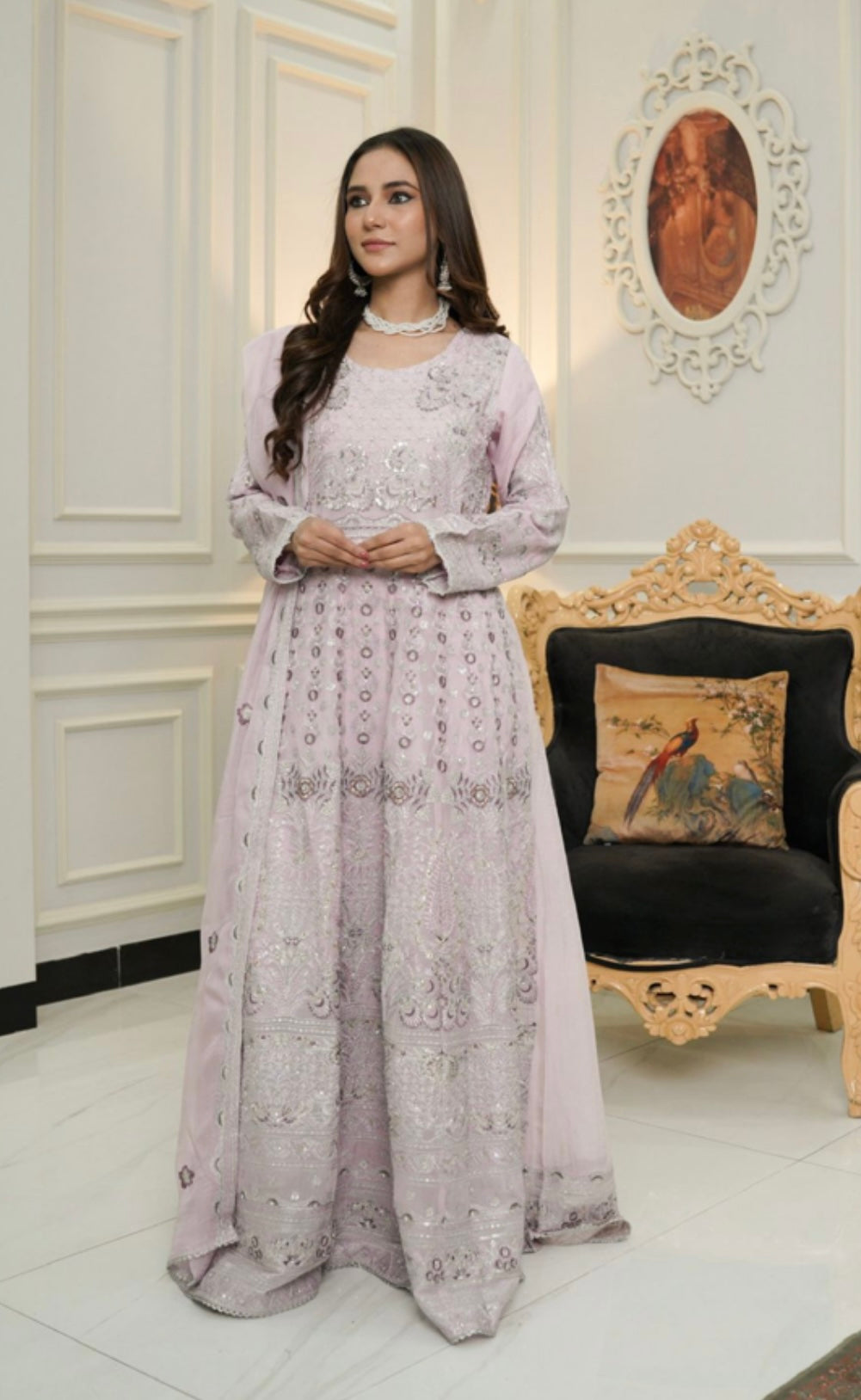 SIMRANS Shahjahan 3 piece embroidered chiffon long style dress -3521