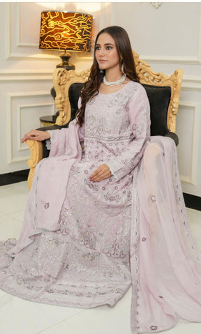 SIMRANS Shahjahan 3 piece embroidered chiffon long style dress -3521