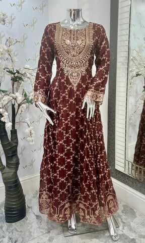 SIMRANS Shahjahan 3 piece embroidered chiffon long style dress -3528